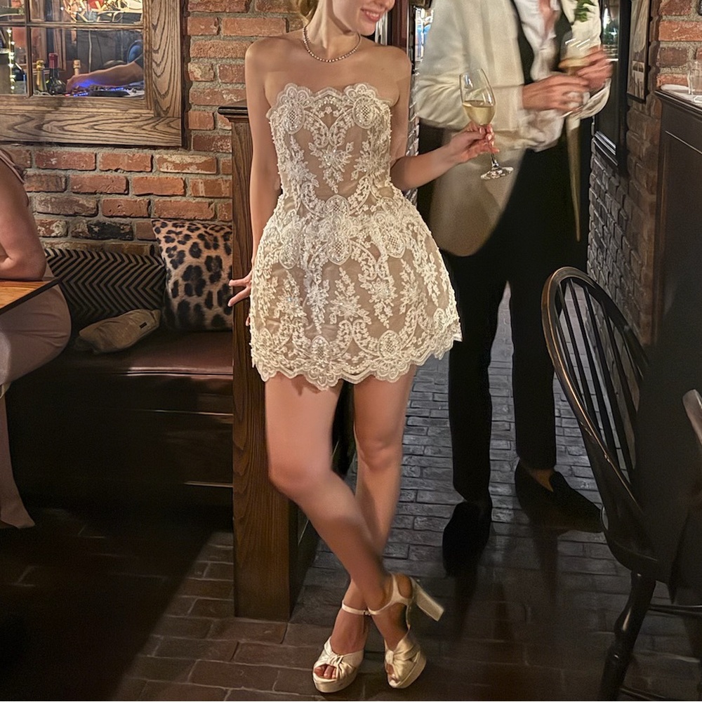Bronx and Banco maraya blanc lace mini dress